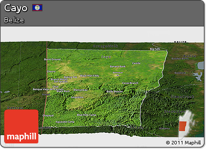 Satellite Panoramic Map of Cayo, darken
