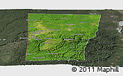 Satellite Panoramic Map of Cayo, darken, semi-desaturated