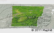 Satellite Panoramic Map of Cayo, lighten, semi-desaturated