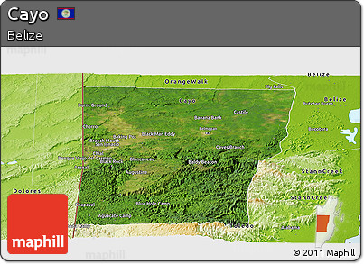 Satellite Panoramic Map of Cayo, physical outside