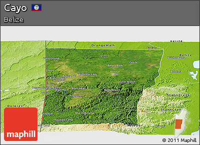 Satellite Panoramic Map of Cayo, physical outside