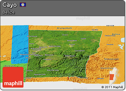 Satellite Panoramic Map of Cayo, political outside