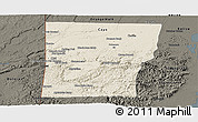 Shaded Relief Panoramic Map of Cayo, darken