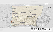 Shaded Relief Panoramic Map of Cayo, desaturated