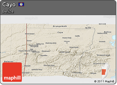 Shaded Relief Panoramic Map of Cayo