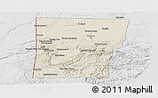 Shaded Relief Panoramic Map of Cayo, lighten, desaturated