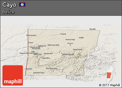 Shaded Relief Panoramic Map of Cayo, lighten