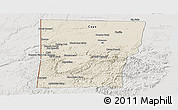 Shaded Relief Panoramic Map of Cayo, lighten, semi-desaturated