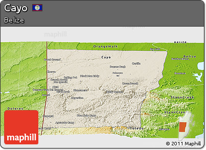 Shaded Relief Panoramic Map of Cayo, physical outside