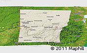 Shaded Relief Panoramic Map of Cayo, satellite outside