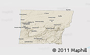 Shaded Relief Panoramic Map of Cayo, single color outside