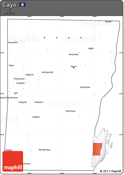 Blank Simple Map of Cayo, cropped outside