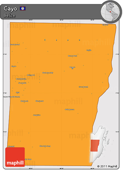 Political Simple Map of Cayo, cropped outside
