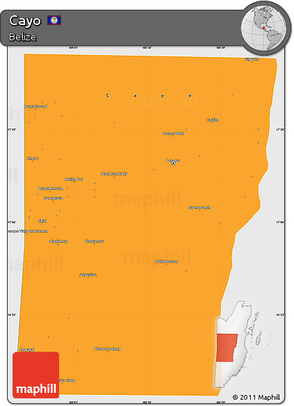Political Simple Map of Cayo, single color outside