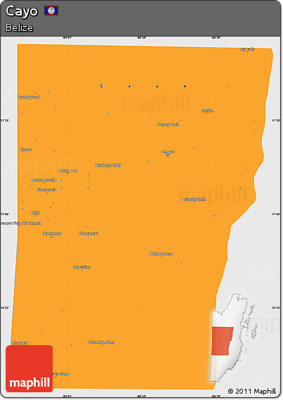 Political Simple Map of Cayo, single color outside