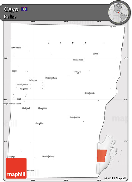 Silver Style Simple Map of Cayo, cropped outside