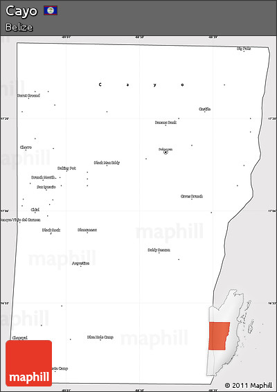 Silver Style Simple Map of Cayo, cropped outside