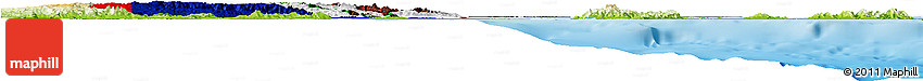 Flag Horizon Map of Belize, physical outside, flag rotated