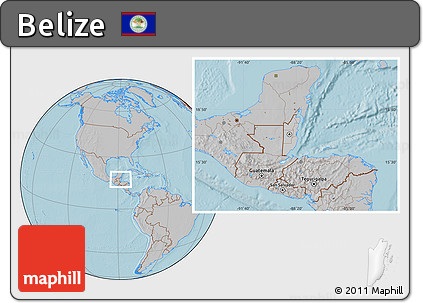 Gray Location Map of Belize, hill shading outside