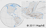 Gray Location Map of Belize, lighten, desaturated, hill shading