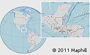 Gray Location Map of Belize, lighten, desaturated, land only, hill shading