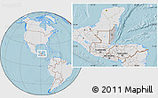 Gray Location Map of Belize, lighten, land only, hill shading