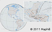 Gray Location Map of Belize, lighten, semi-desaturated, hill shading