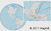 Gray Location Map of Belize, lighten, semi-desaturated, land only, hill shading