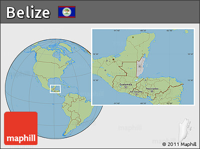 Gray Location Map of Belize, savanna style outside