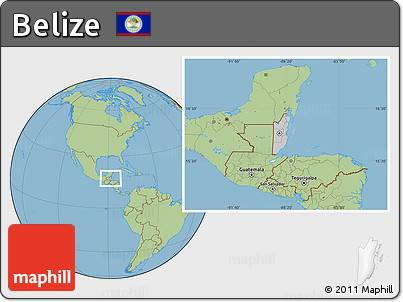 Gray Location Map of Belize, savanna style outside