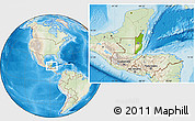 Physical Location Map of Belize, lighten, land only