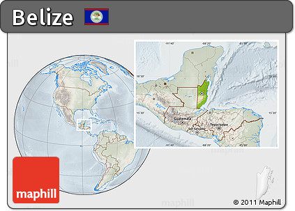 Physical Location Map of Belize, lighten, semi-desaturated