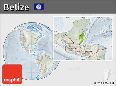 Physical Location Map of Belize, lighten, semi-desaturated