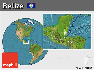 Physical Location Map of Belize, satellite outside