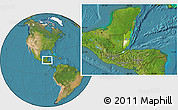 Physical Location Map of Belize, satellite outside