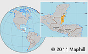 Political Location Map of Belize, gray outside