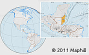 Political Location Map of Belize, lighten, desaturated, land only