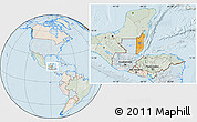 Political Location Map of Belize, lighten, semi-desaturated, land only