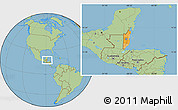 Political Location Map of Belize, savanna style outside