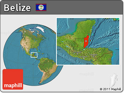 Satellite Location Map of Belize