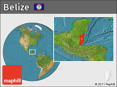 Satellite Location Map of Belize