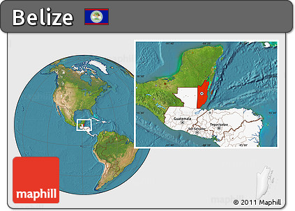 Satellite Location Map of Belize, highlighted continent