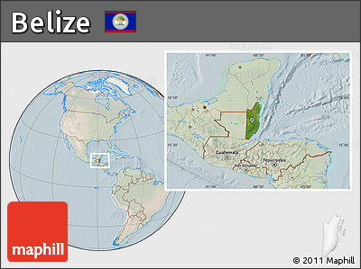 Satellite Location Map of Belize, lighten