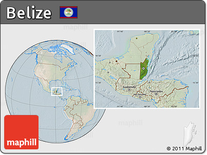 Satellite Location Map of Belize, lighten