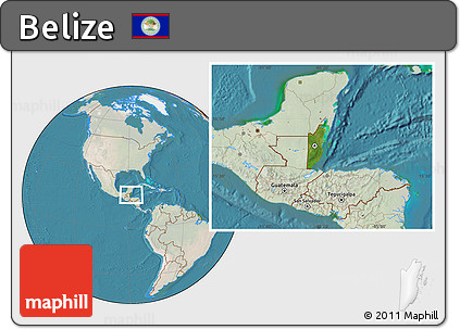 Satellite Location Map of Belize, lighten, land only