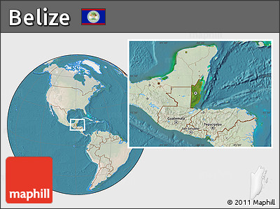 Satellite Location Map of Belize, lighten, land only