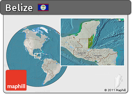 Satellite Location Map of Belize, lighten, semi-desaturated, land only
