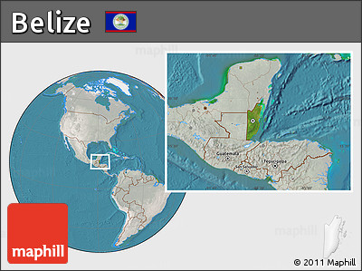Satellite Location Map of Belize, lighten, semi-desaturated, land only