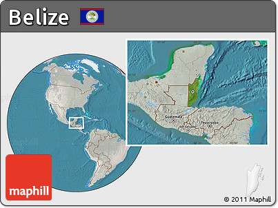 Satellite Location Map of Belize, lighten, semi-desaturated, land only