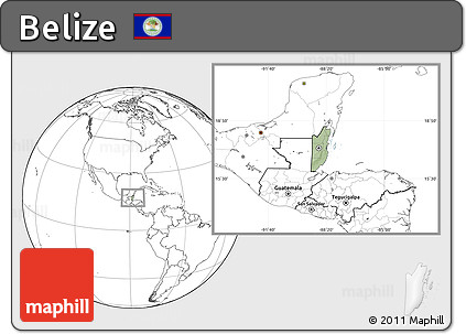 Savanna Style Location Map of Belize, blank outside, hill shading inside